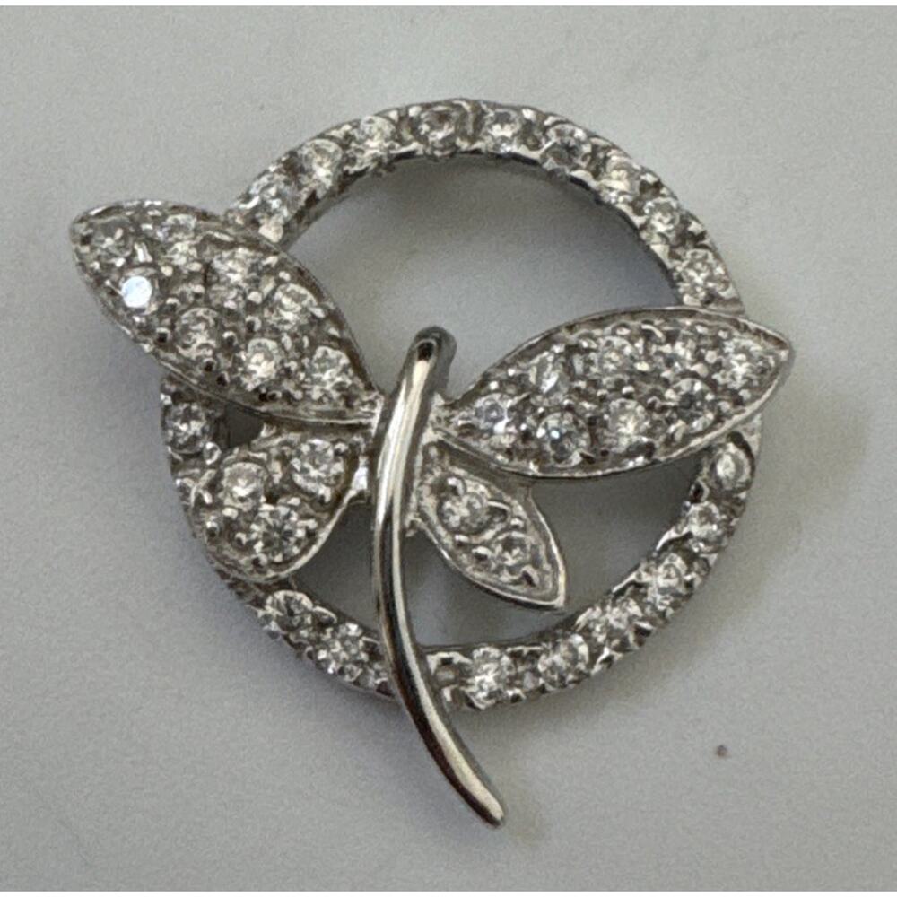 Sterling Silver 925 Butterfly Pendant Rhinestones Necklace Charm